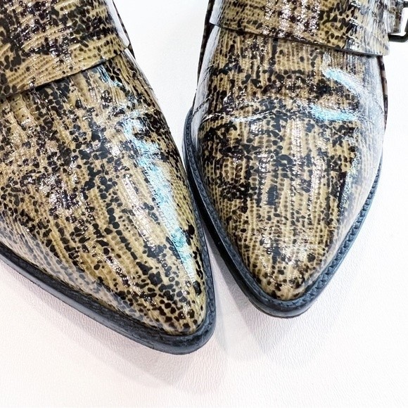 Tibi Billie Lizard-Embossed Leather Ankle Boots Size 39.5 - Picture 5 of 12